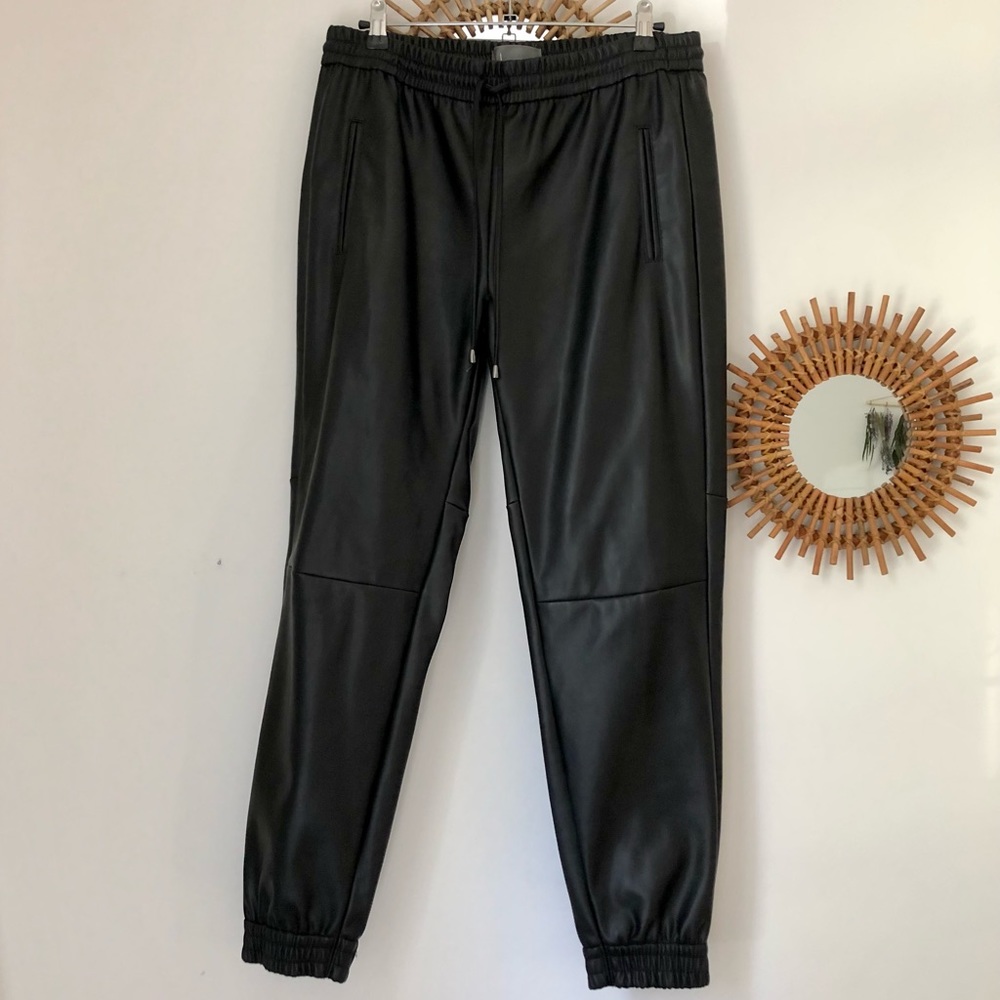 Anthropologie Faux Leather Joggers, size M